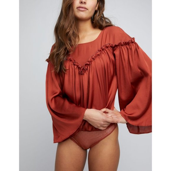 🎉LAST CHANCE🎉 NWT Free People She's A Natural Bodysuit / Cherry - Picture 3 of 7